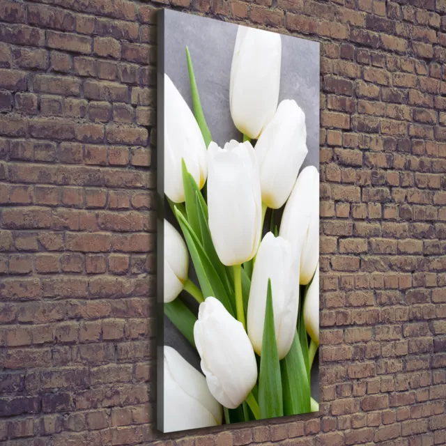 Leinwand-Bild Kunstdruck Hochformat 50x125 Bilder Weiße Tulpen