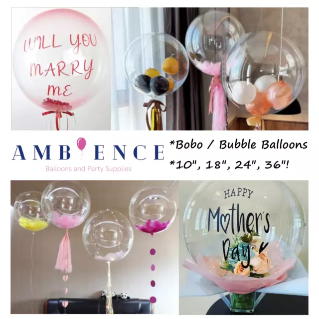 BOBO Bubble Balloon 10" 18" 24” 36" Clear / Coloured Ombre Balloons Orb Decor