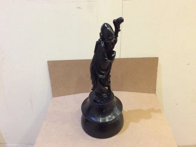 Vintage Chinese Lacquered Carved Wooden Figure Of The God Shou, 25.5cm High