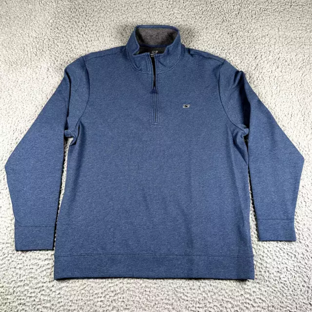 Vineyard Vines Performance Sweater Mens XL Blue 1/4 Zip Golf Pullover Sweatshirt