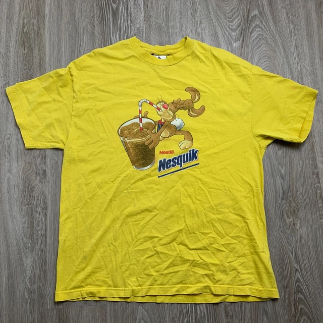 NESTLE NESQUIK CHOCOLATE Milk Rabbit Vintage Graphic Yellow Blue T