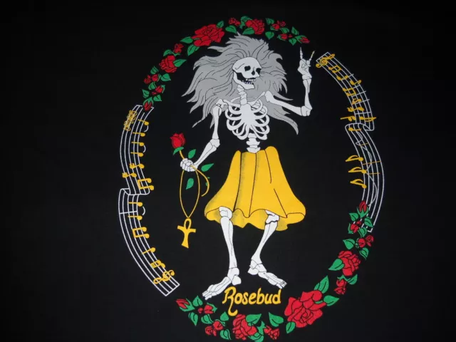 Grateful Dead Jerry Garcia Guitar Rosebud Concert Black L/S T-Shirt-Large-New