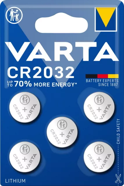 5 Varta 6032 Professional CR 2032 Lithium Knopfzelle Batterien im 5er Blister