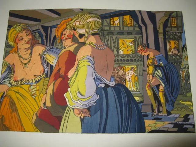 BELLE LITHOGRAPHIE Signée JOSEPH HEMARD "PROSTITUEES MAISON CLOSE" 1930 EROTISME