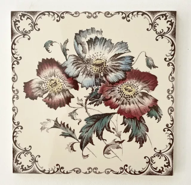 Vintage Ceramic Decorative Tile - POPPIES No 94 Made in England