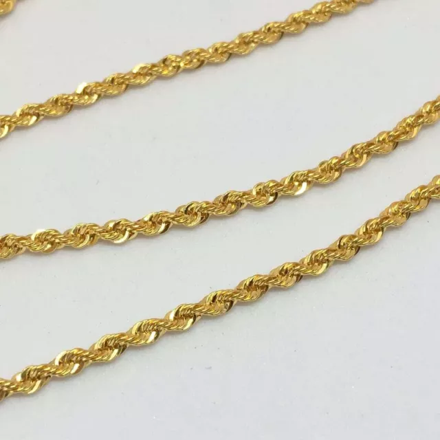 18K Solid Gold Rope Chain Necklace Men Women - Genuine 18k Gold - All Sizes