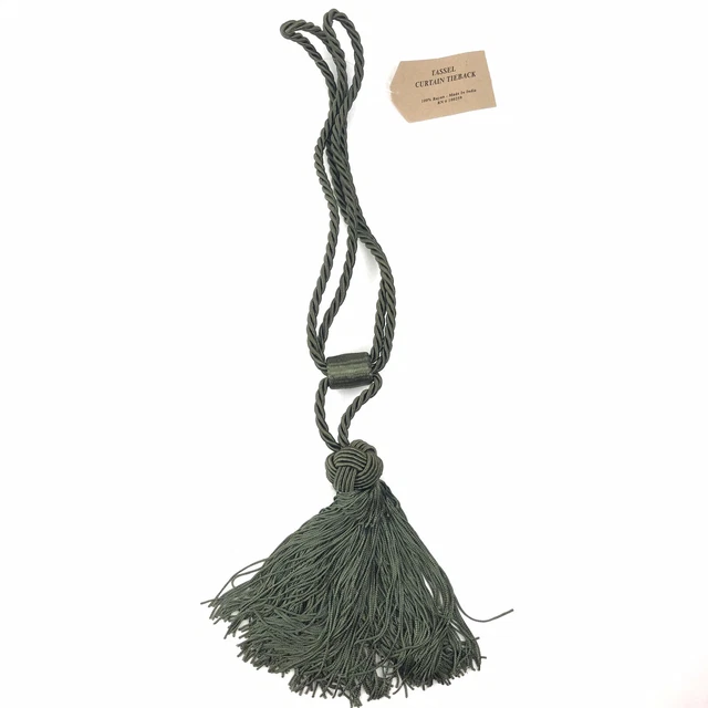 Set of 2 Green Curtain Rope Tassel Tie Backs w/ 6.5" Tassels Tasseled Tie Back