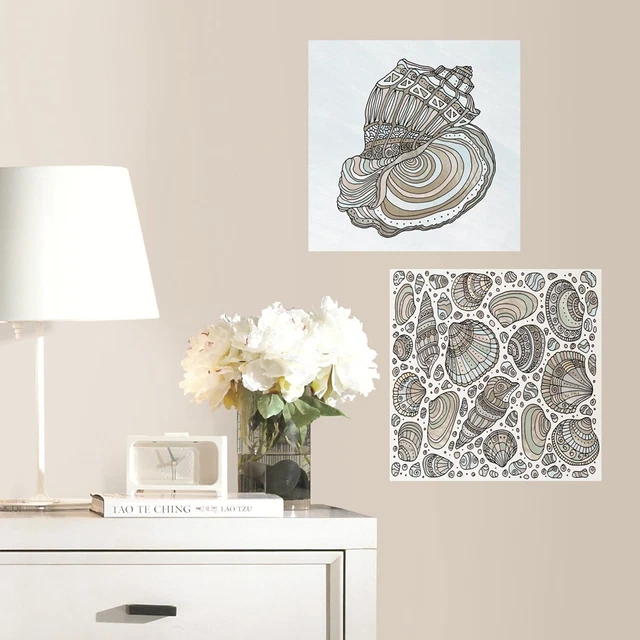 SEASHELL Color your own Decal Wall Decals Sea Shells Adult Coloring Stickers Kid