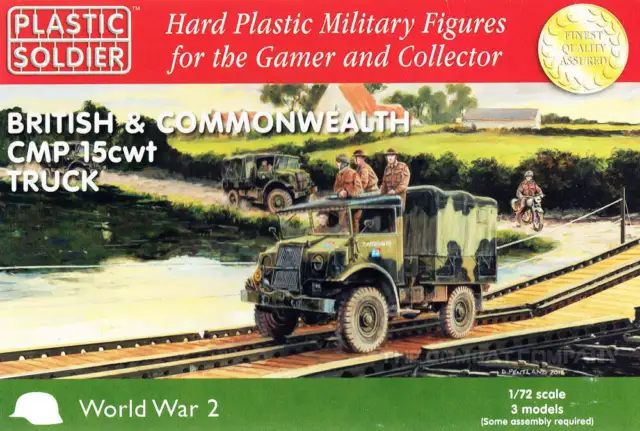 3 x plastic soldier British and Commonwealth CMP 15 CWT Trucks model kits