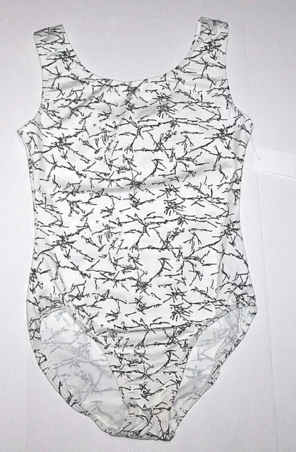 Motionwear Leotard Bodysuit Tank Gymnastics Tactel Nylon White Print New Women