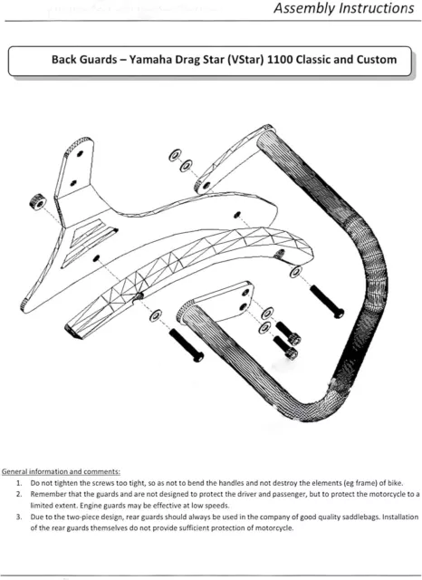 Yamaha XVS1100 Dragstar (Vstar 1100) Motorcycle rear saddlebags crash bar guards 3
