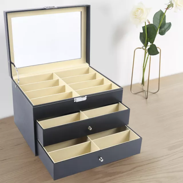 24 Grids Sunglasses Storage Box Glasses Case Organizer Jewelry Display Box Stand