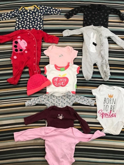 0-3 Months Baby Girl Vests Sleepsuits Bundle 🌈