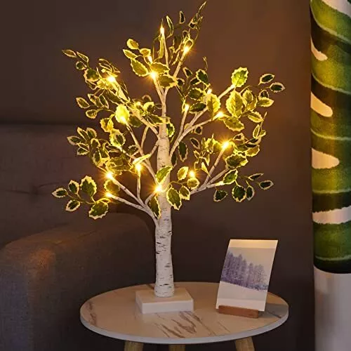 Lighted Birch Tree, 2FT 24 LED Christmas Decorations Indoor, 2022 Upgrade Mod...