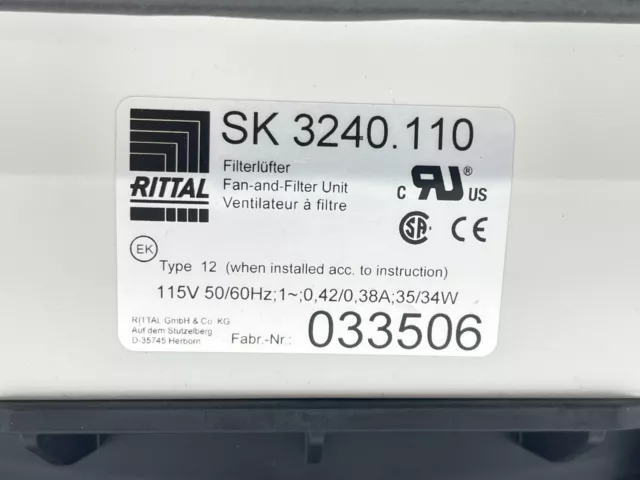 Rittal SK 3240.110 Fan and Filter Ventilator Unit ebmpapst K2S165-AA35-16 2