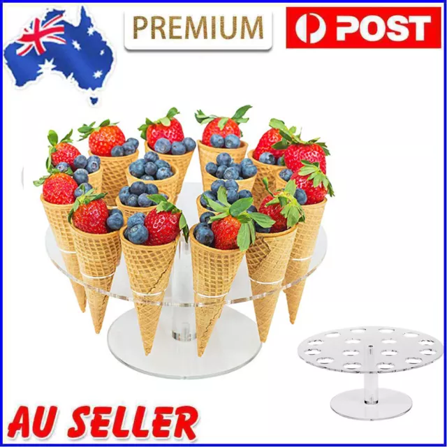 16 Hole Transparent Ice Cream Stand Cake Cone Holder Wedding Buffet Food Display