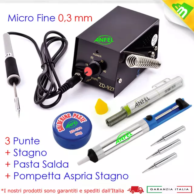 Mini Stazione Saldante Zd-927 3 Punte Aspira Stagno Pasta Circuiti 8W 100-450°C