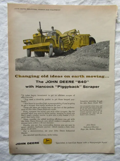 1959 Print AD John Deere 840 Scraper 11X8"