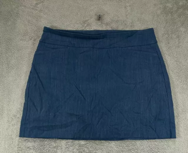 ATTYRE New York Skort Mini Skirt Womens 6 Blue Faux Denim Nylon Stretch Pull On