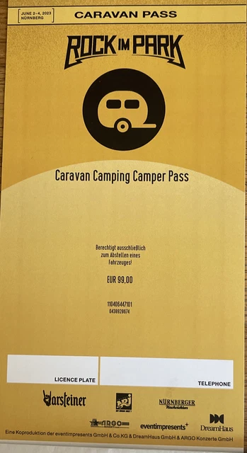 Rock im Park RiP 2023 Caravan Camping Ticket