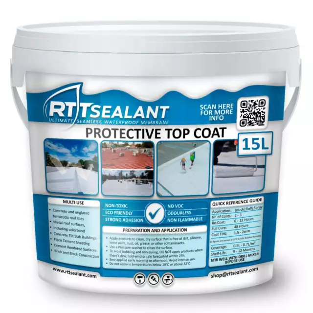 Protective Top Coat - UV Reflective Coating for Roofs, Walls & More- Save Energy