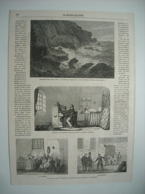 Gravure 1863. Pilleurs D’epaves Cote De Camaret. La Vie En Loge Pendant Concours