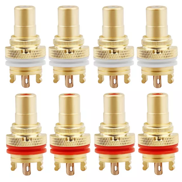 4 pares de conector de chasis de zócalo hembra dorado cobre RCA amplificador de sonido enchufe de audio HIFI