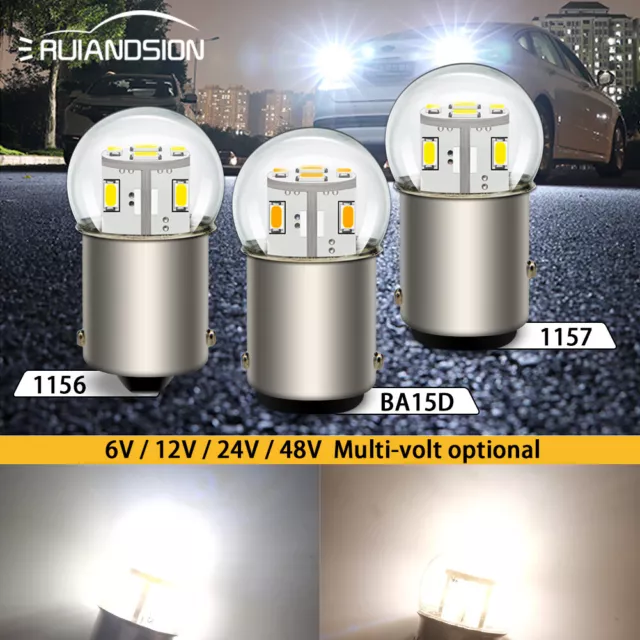 1156 BA15D 1157 Ampoule LED 6V 12V 24V 48V pour feux stop clignotants embarqués