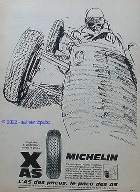 Publicite Michelin Pneu X As Voiture De Course Bibendum De 1968 French Ad Pub