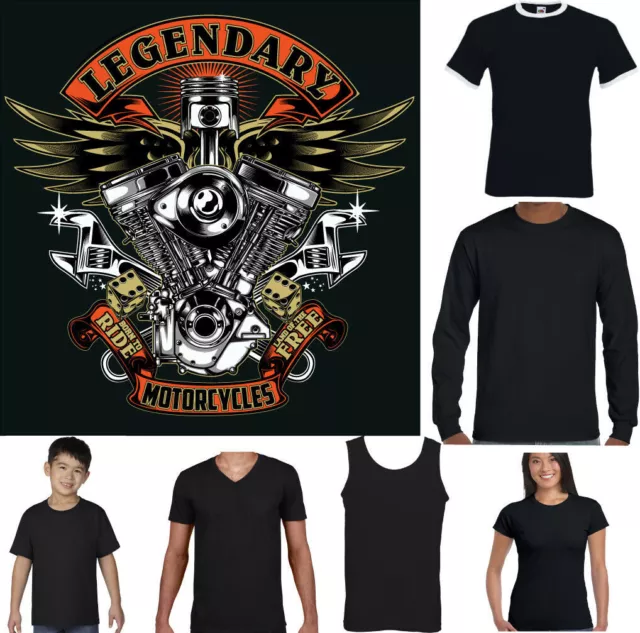 Biker T-Shirt Uomo Moto Bicicletta Personalizzato Chopper Legendary Top
