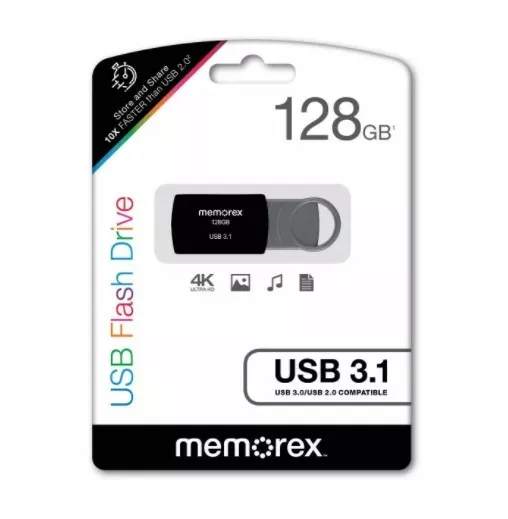 128GB USB 3.1 Flash Drive 4K Ultra HD By Memorex