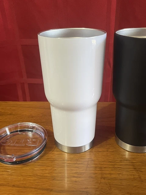 New 30 oz RTIC Insulated Stainless Steel Tumbler / Glasses (Black & White) 2