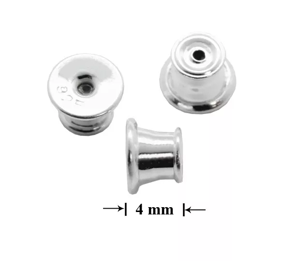 Sterling Silver 925 Earring Back Stoppers Ear Post Nuts with Silicone 4mm