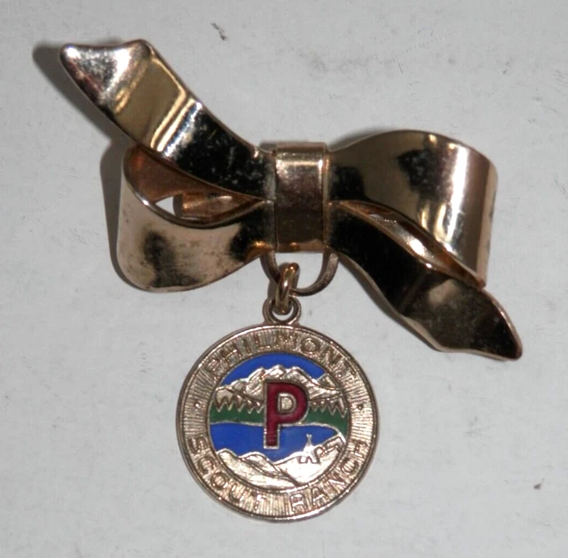 Vintage BSA Philmont Scout Ranch Sweetheart Bow Pin - Mother Boy Souvenir Brooch