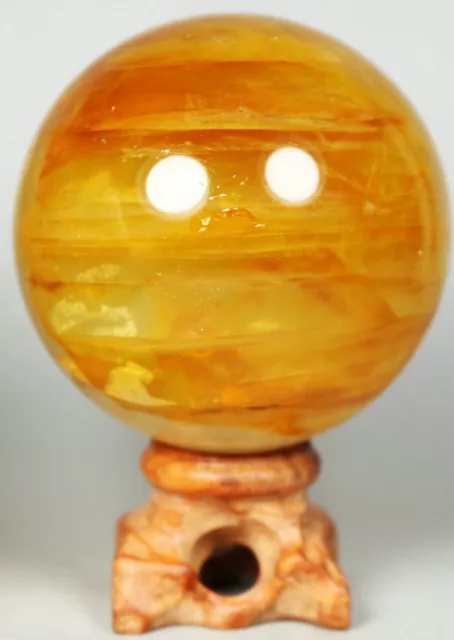 NATURAL Yellow PHANTOM MULTI INCLUSIONS Rainbow CRYSTAL polishing sphere Ball 2