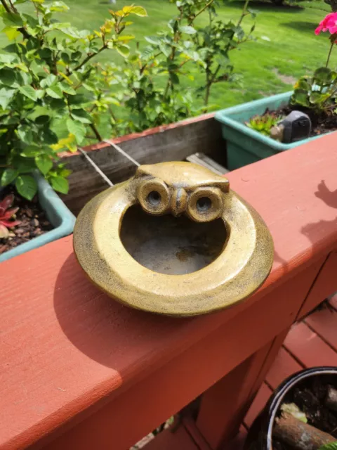 RARE Vintage Cast Iron Owl Lidded Incense Burner Ashtray, Circa 1950s EXCELLENT