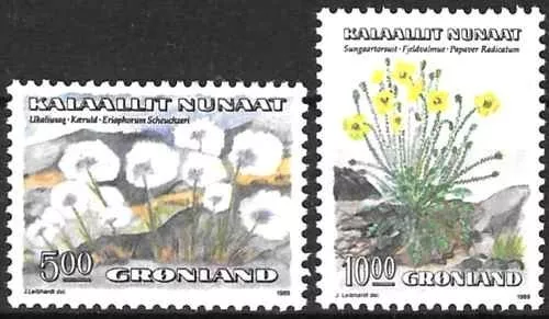 Timbres Flore Groenland 185/186 ** (74614FD)