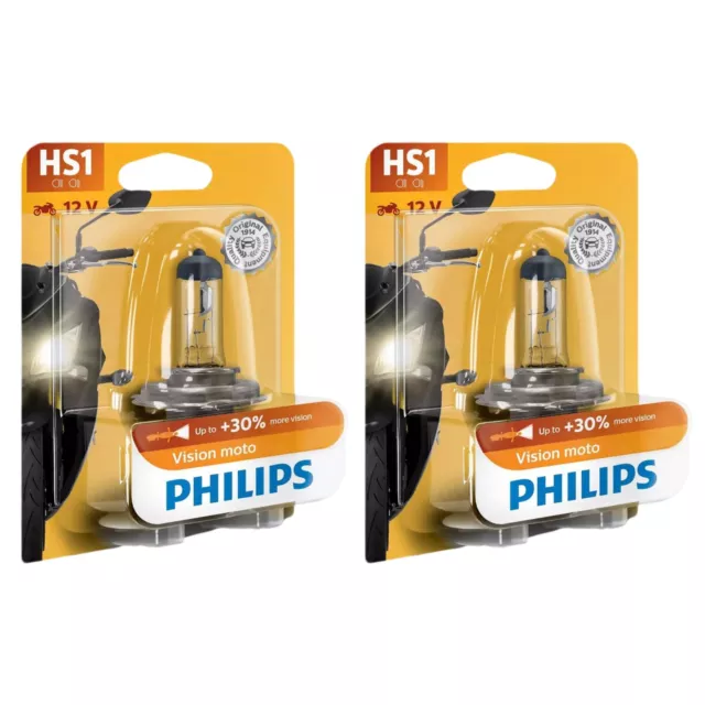 2x Philips Vision moto HS1 Halogen bis zu 30% mehr Licht 35/35W 12V Autolampen