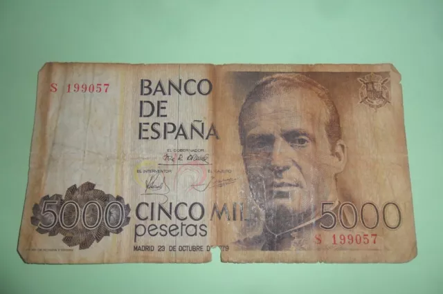 Espagne - Spain - Espana - Billet de 5000 Pesetas du 23/10/1979 JUAN CARLOS