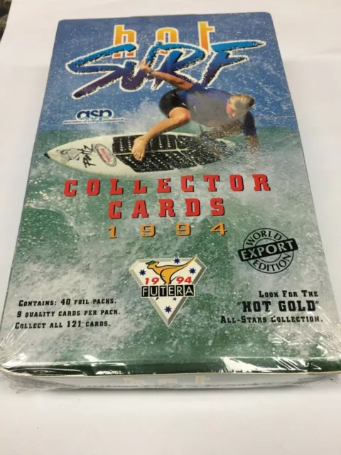 1994 Futera HOT SURF Trading Card "EXPORT" FACTORY BOX (40 PACKS) Slater etc