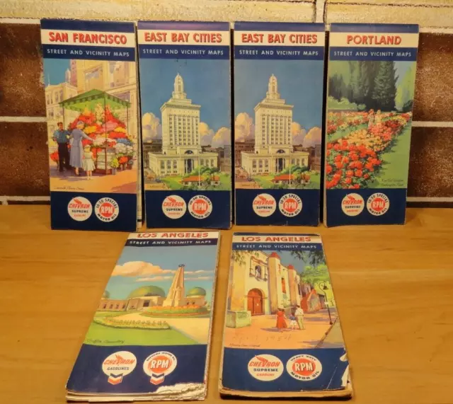 Vintage Chevron Supreme Gas, RPM Oil, Street and Vicinity Maps