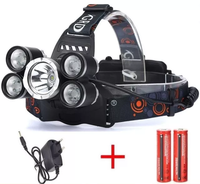 Linterna frontal recargable de cabeza 10000LM 5x XM-L XML T6 OUTDOOR headlamp