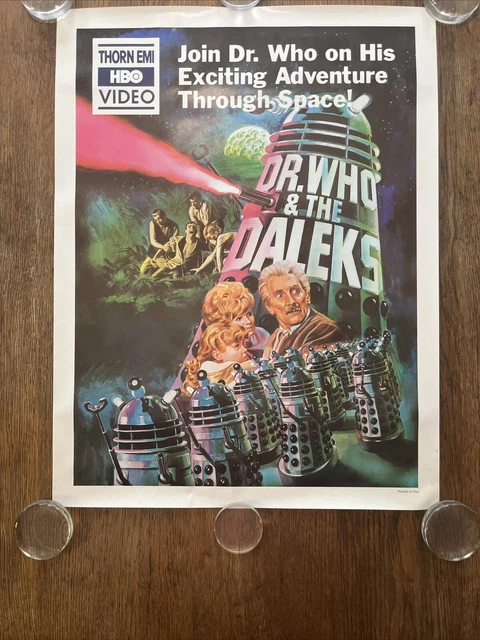 DR. WHO & THE DALEKS Movie Poster/HBO VIDEO/Space Adventure 19x25 Printed In USA