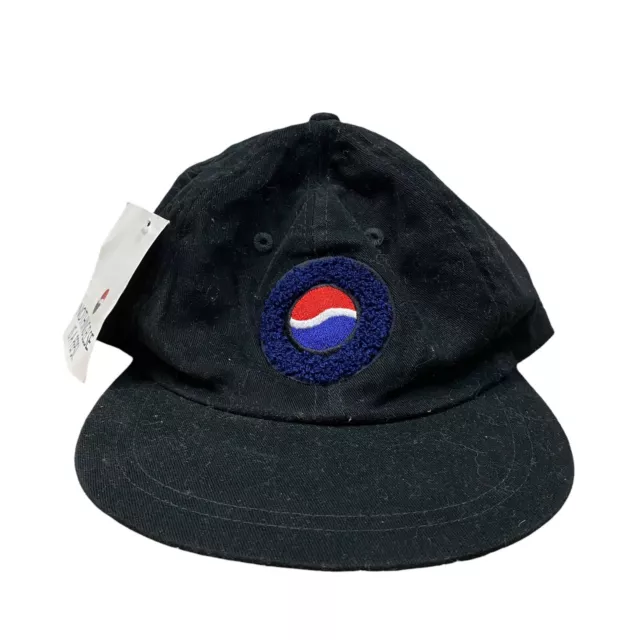 Vintage 90s PEPSI Cola Embroidered Logo Black Hat Cap SnapBack *NEW WITH TAGS*