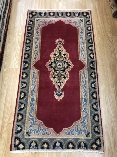 Old Handmade Persian Wool Rug with superb colours 110 x 55 cm