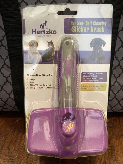 Hertzko Self Cleaning Pet Dog Cat Slicker Brush Grooming Gently Removes Hair
