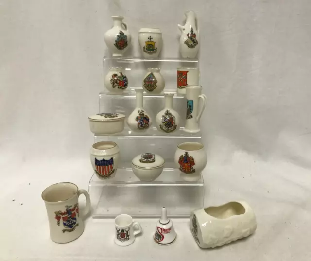 Miniature Crested China jugs etc.  Some with Goss markings.