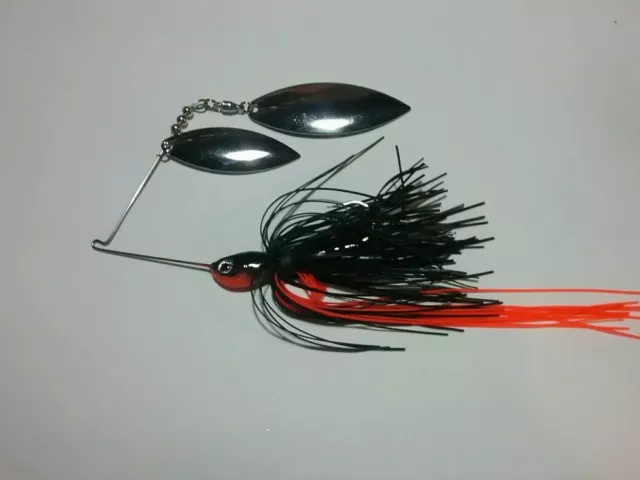 SPINNER BAIT 3/8OZ With Double Willow Blades Black Orange Fishing