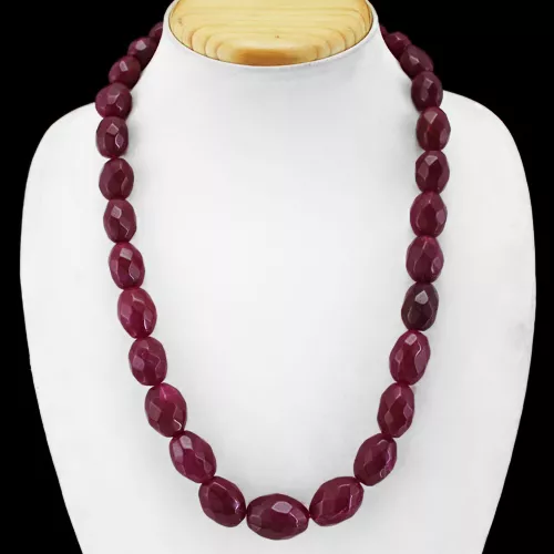 Top Grade Selling 520.00 Cts Earth Mined Red Ruby Oval Cut Beads Necklace (Rs)