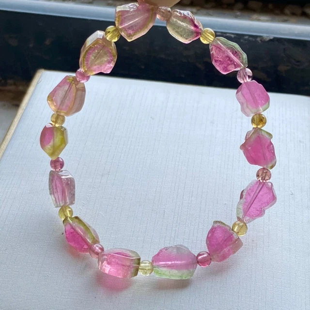 9*6.8*4.5mm Top Natural ​Watermelon Tourmaline Crystal Specimen Beads Bracelet